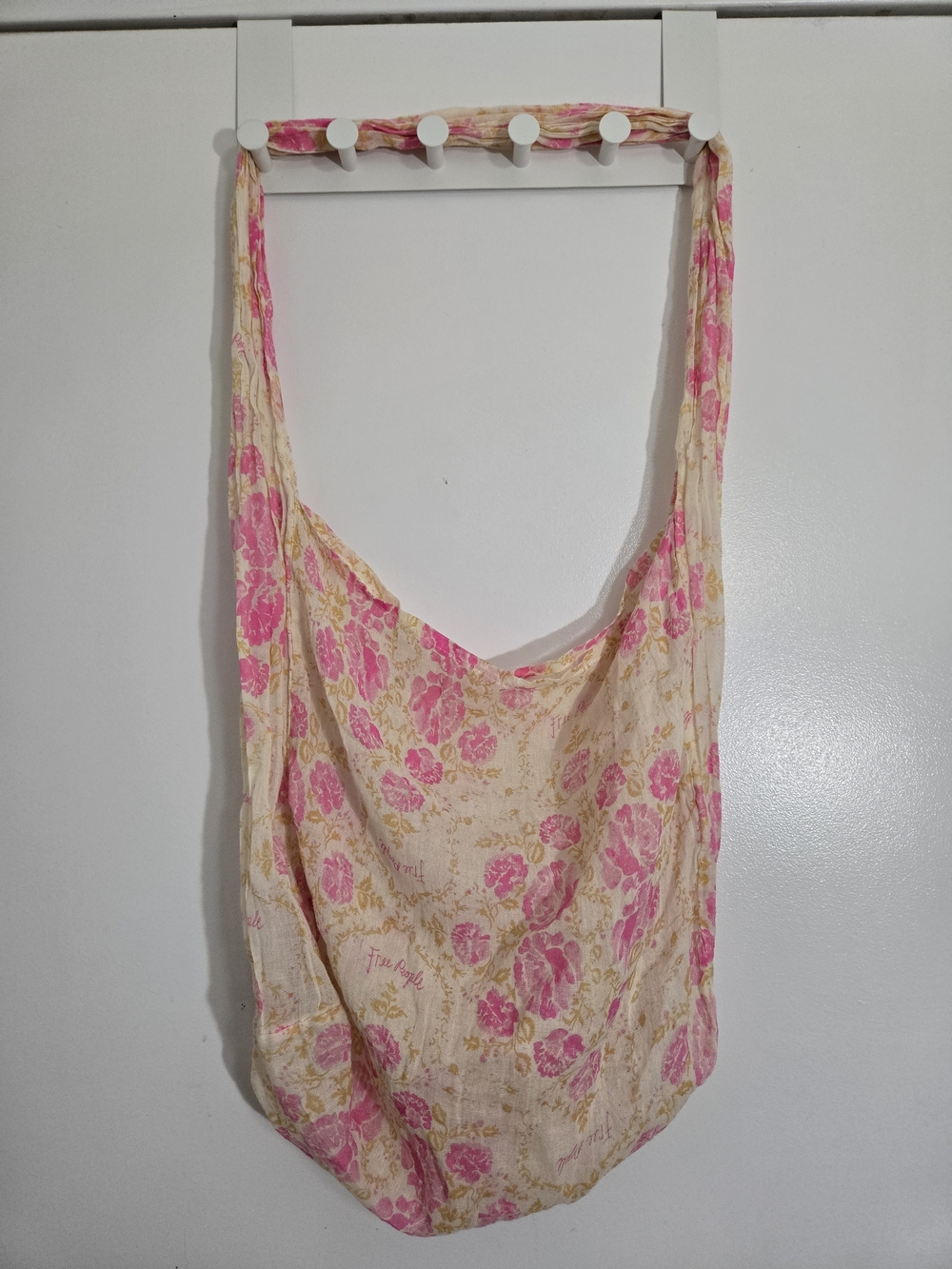 Free People Pink and Yellow Floral Sling Tote